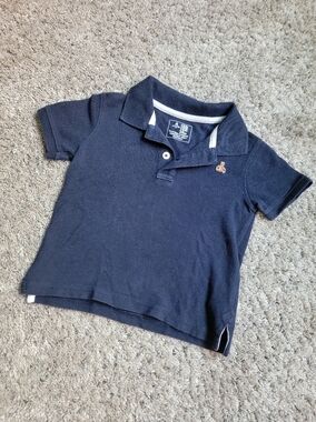 GAP Navy Polo Shirt with Small Tan Bear Embroidery 18-24M